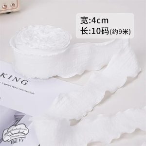 Ruy băng Poly bèo 4cm x 9m Trắng - Cuộn