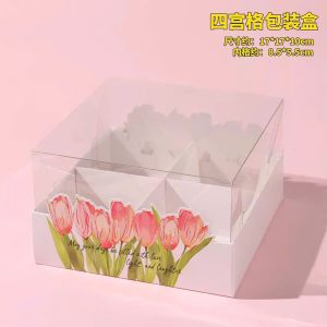 Hộp cupcake mica đế giấy 4 Ngăn Tuylip - 5 Cái - Ảnh 2