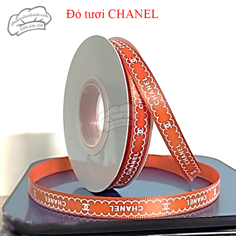 Ruy băng Chanel 1cm x 22m Cam - Cuộn