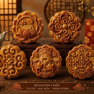 Khuôn bánh Trung thu 5 mặt tròn 150gr Tài Lộc Thịnh Vượng - Ảnh 3