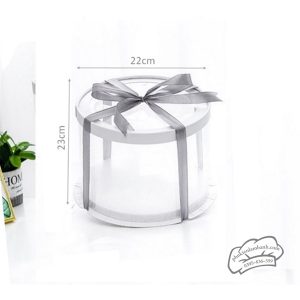 22x23cm Hộp mica trụ tròn nắp TRONG 2 tầng - 062 - 5 Cái