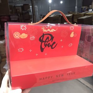 32x20x11cm Hộp mica đế chữ Phúc quai da - 5 Cái