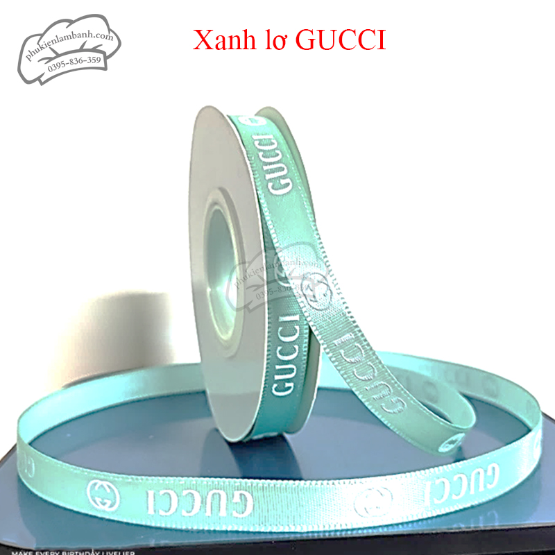 Ruy băng Gucci 1cm x 22m Xanh lơ - Cuộn