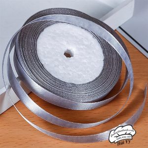 Ruy băng lụa trơn 1cm x 22m Xám - Cuộn