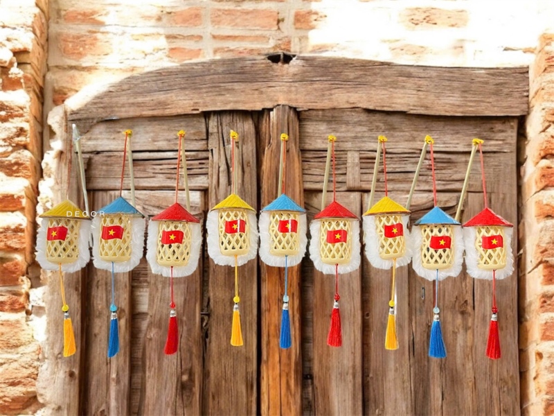 Đèn lồng nón lá sao vàng - Cái