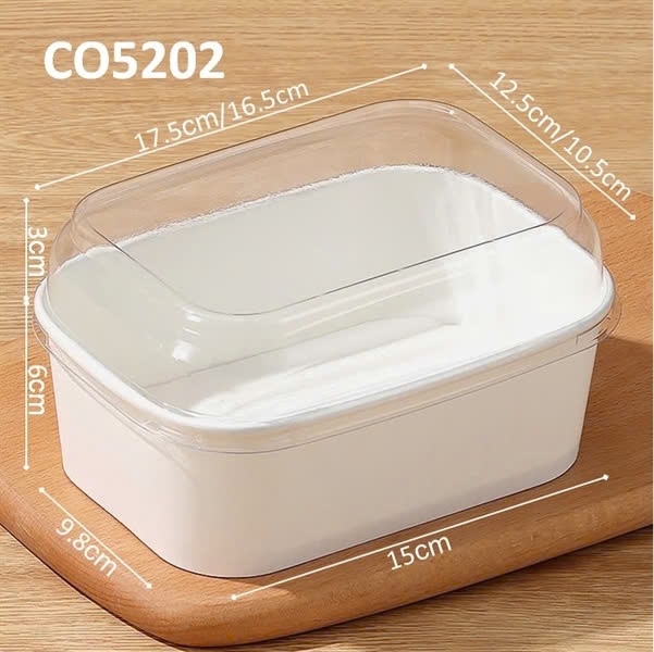 Hộp giấy chữ nhật Trắng kèm nắp 750ml - 50 Cái