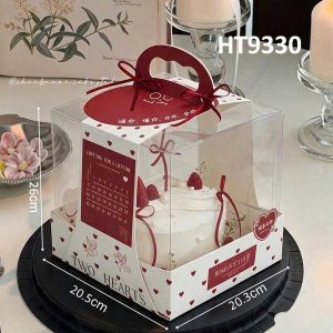 Hộp lịch đế bằng nắp mica quai xácg - đỏ - 5 Cái