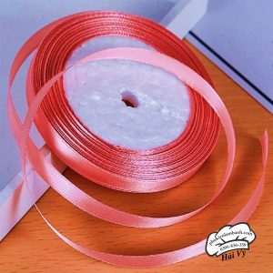 Ruy băng lụa trơn 1cm x 22m Hồng đậm - Cuộn