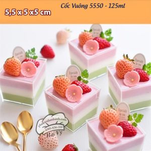 Cốc PS 5550 cốc vuông nhựa cứng không nắp 125ml - 10 Cái - Ảnh 2