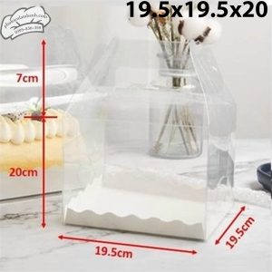 19.5x19.5x20cm Hộp mica có quai đáy sóng - 5 Cái