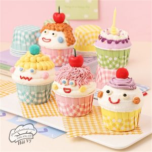 Cupcake giấy caro 5040 màu hồng 100 cái - Dây - Ảnh 3