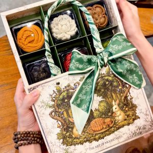 Trung thu The Art of Mooncake - 6b mini Xanh kèm khăn lụa - 10 Cái - Ảnh 2