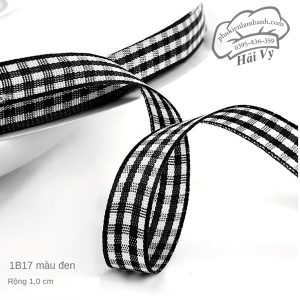 1cm x 45M Ruy băng Caro Đen - Cuộn