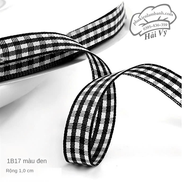 1cm x 45M Ruy băng Caro Đen - Cuộn