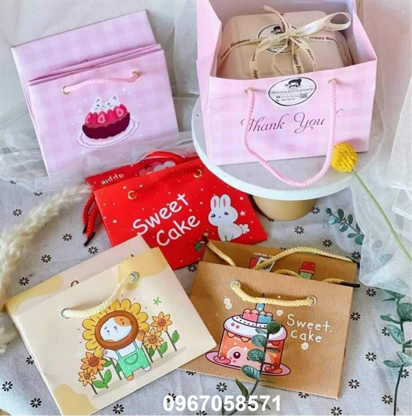 Túi giấy 15.5x15.5x11.5cm màu Xanh - Cái - Ảnh 2