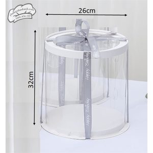 26x32cm Hộp mica trụ tròn nắp TRONG 3 tầng - 083 - 5 Cái