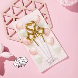 Nến tim sao Vàng 3 cây - Vỉ