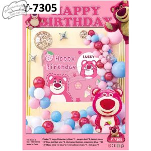Bóng chữ Phông nền Gấu dâu LUCKY - JLH-Y-7305 - Bộ