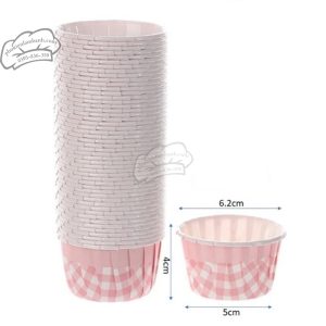 Cupcake giấy caro 5040 màu hồng 100 cái - Dây