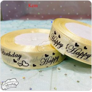 Ruy băng lụa CHỮ 2cm x 22m Kem - Cuộn