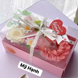 19X10.5X10cm Hộp giấy chữ Nhật nắp Mica màu Hồng - 5 Cái - Ảnh 3