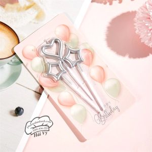 Nến tim sao Bạc 3 cây - Vỉ