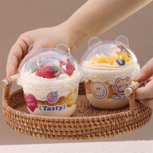 Cốc nhựa PET kèm nắp tai thú 250ml - 50 Cái - Ảnh 3