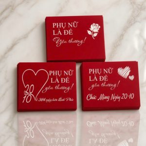 Tag Women day chữ nhật đỏ set 20 tag - Set
