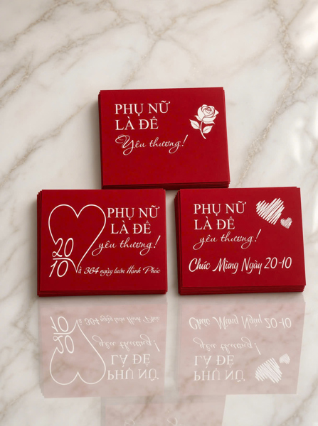 Tag Women day chữ nhật đỏ set 20 tag - Set