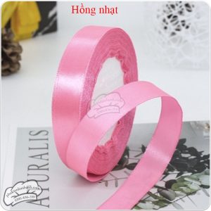 Ruy băng lụa 2cm x 22m Hồng nhạt - Cuộn