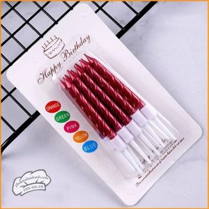 Nến xoắn nhũ đỏ đô - Vỉ