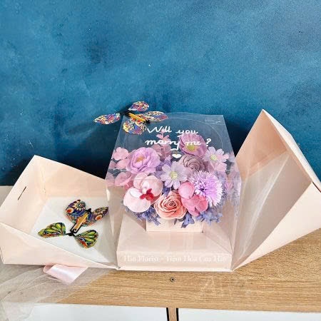 22x22 cao 22 cm Hộp meka hồ điệp Trắng - 5 Cái - Ảnh 2