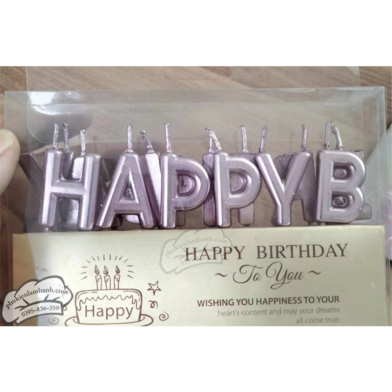 Nến happy vuông hồng - Vỉ