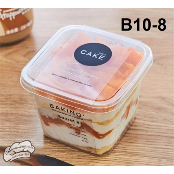 Hộp nhựa PET B10-8 hộp bánh trà sữa loại trơn - 50 Cái