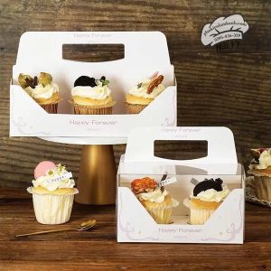 Hộp cupcake mica 4 lỗ Quai xách - 5 Cái - Ảnh 3