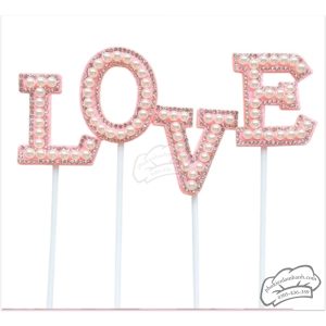 Que cắm chữ LOVE hồng - Set